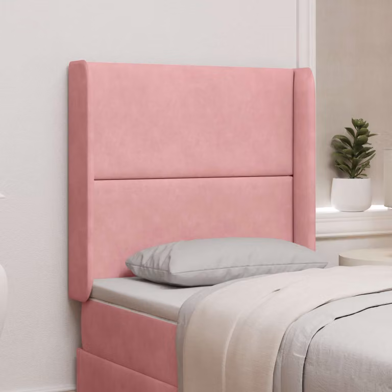 Testata del letto moderna in velluto rosa vidaXL con pannello imbottito e struttura in legno