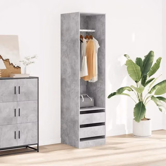 Armadio con cassetti e ripiani vidaXL in legno grigio opaco L/P/H: 50 x 50 x 200 cm