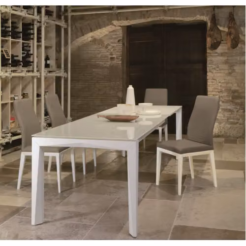 Tavolo Matrix rettangolare allungabile con piano in vetro Friulsedie