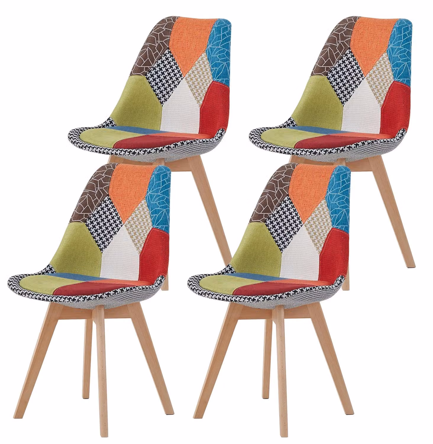 Set di 4 sedie da pranzo - Sedie da pranzo moderne - Imbottite - Seduta in plastica - Gambe in legno - Design minimalista - Assemblaggio richiesto - Colore: rosso
