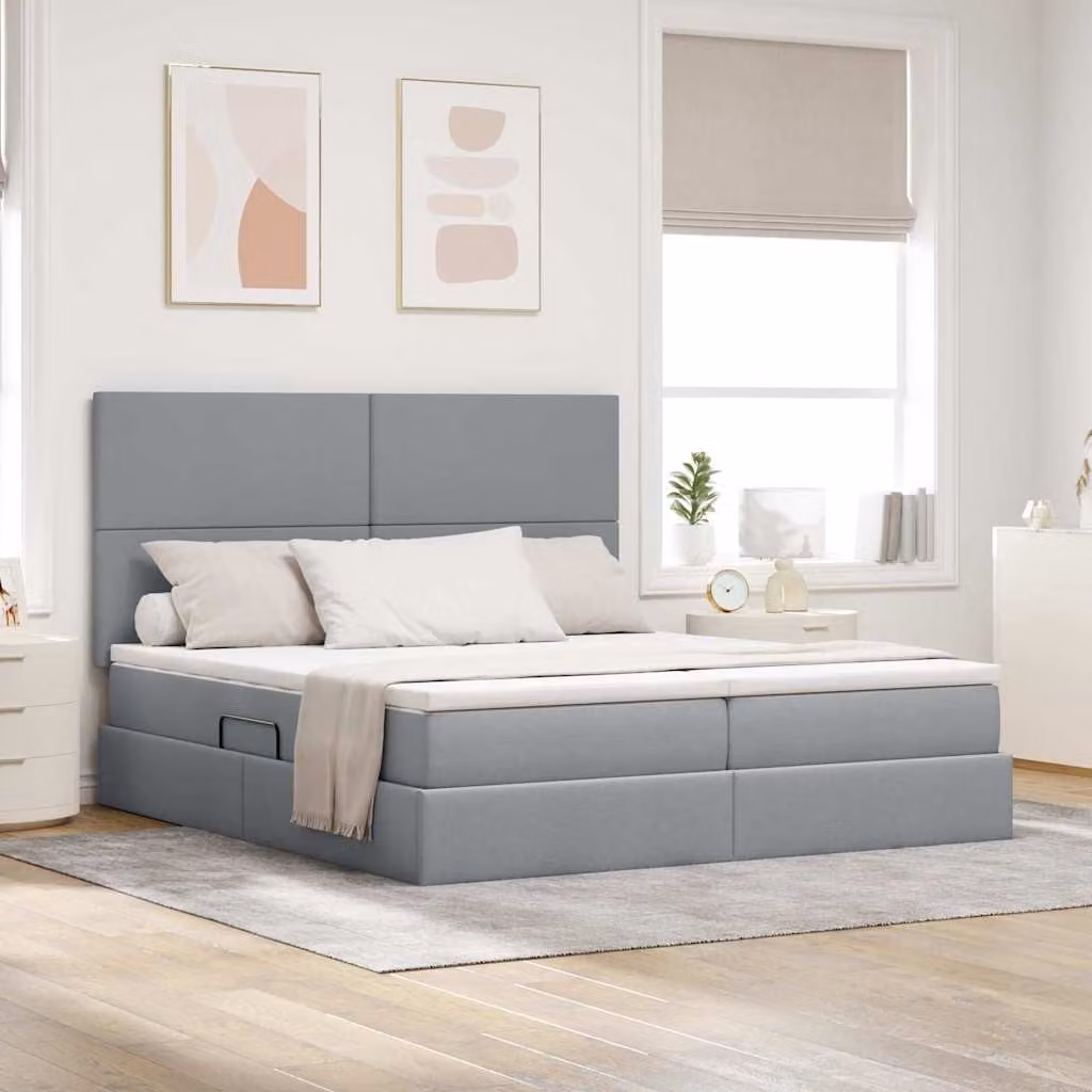 Letto con contenitore e illuminazione LED vidaXL, Grigio, L/P/H: 200 x 200 x 128 cm – 1