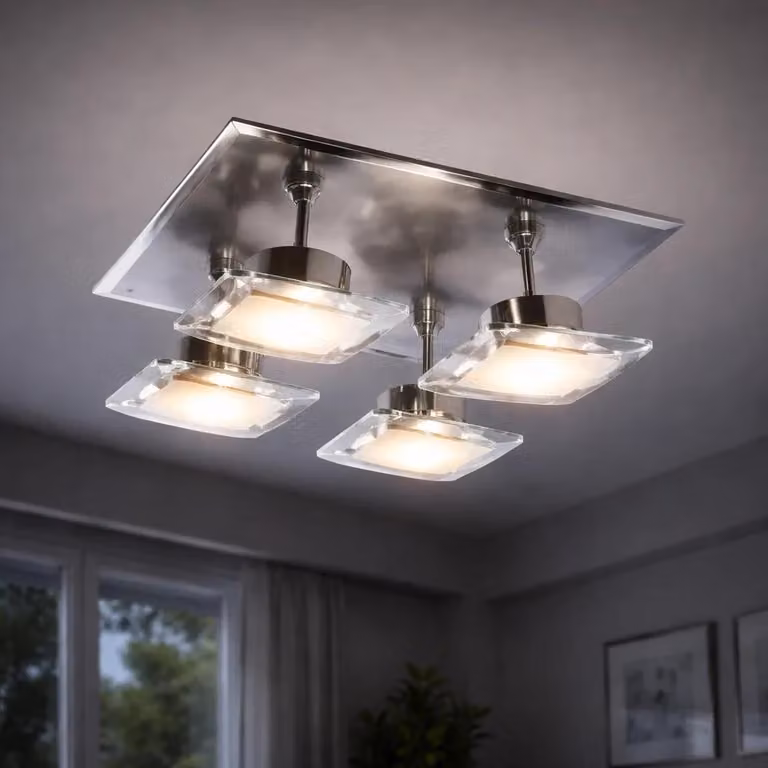 Plafoniere a LED, acciaio, dimmerabili, faretti orientabili, L 25 cm