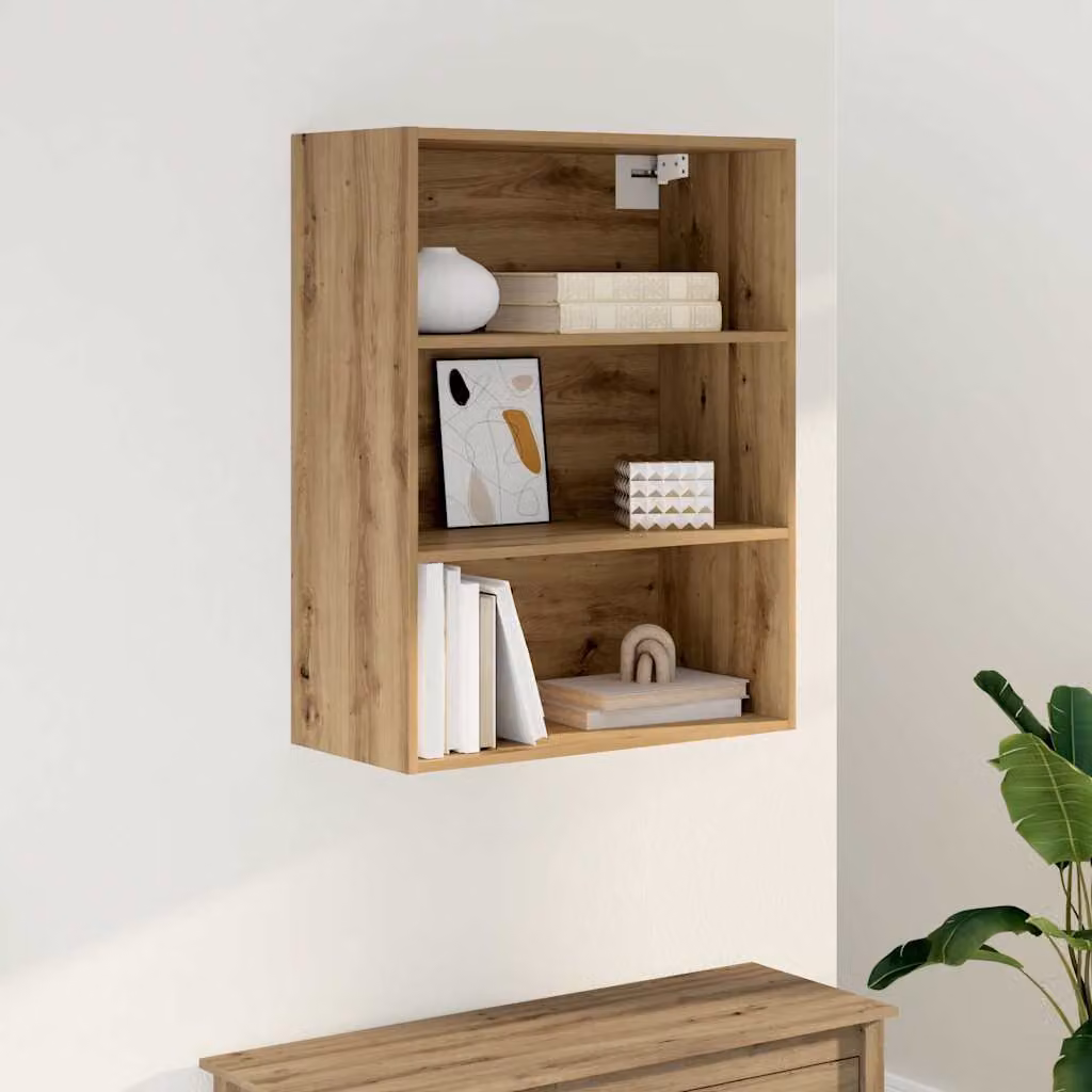Armadietto Pensile vidaXL in Rovere Marrone con Ripiani Interni L: 69,5 cm, P: 32,5 cm, H: 90 cm
