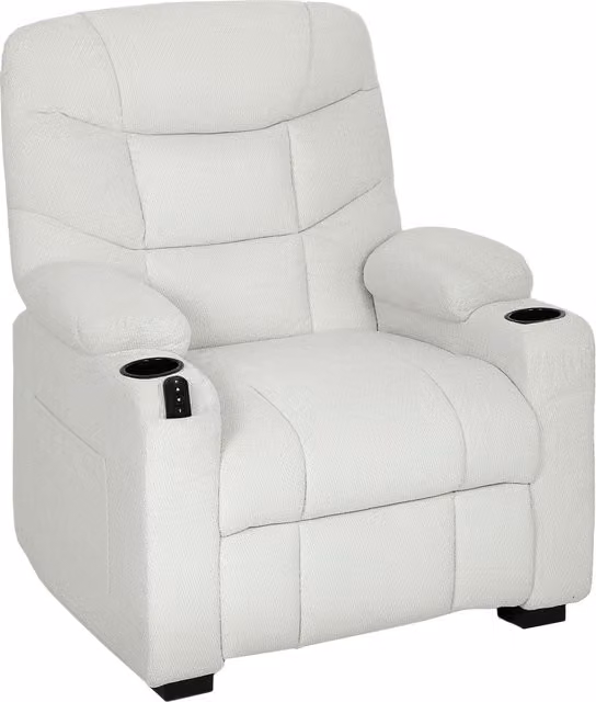 Poltrona Relax Elettrica Reclinabile HOMCOM in Velluto Crema con Poggiapiedi e Telecomando