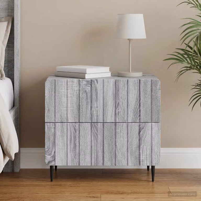 Armadio da Notte Moderno vidaXL Grigio Sonoma L: 62 cm, P: 34,5 cm, H: 49,5 cm