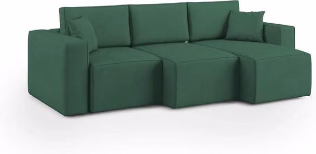 Divano 3 sedute Morfeo Divani.Store in tessuto verde con profondità della seduta regolabile e coperture rimovibili, Larghezza: 245 cm