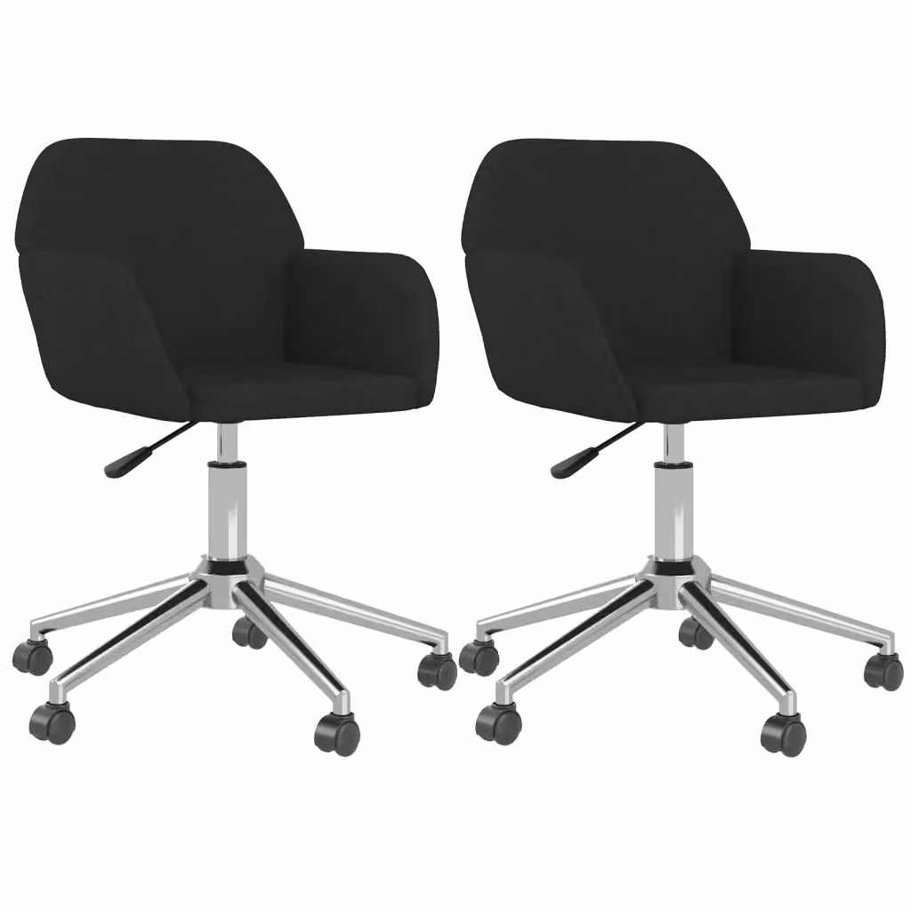 Set di 2 sedie da pranzo girevoli vidaXL in tessuto nero con base in metallo e design moderno – 2