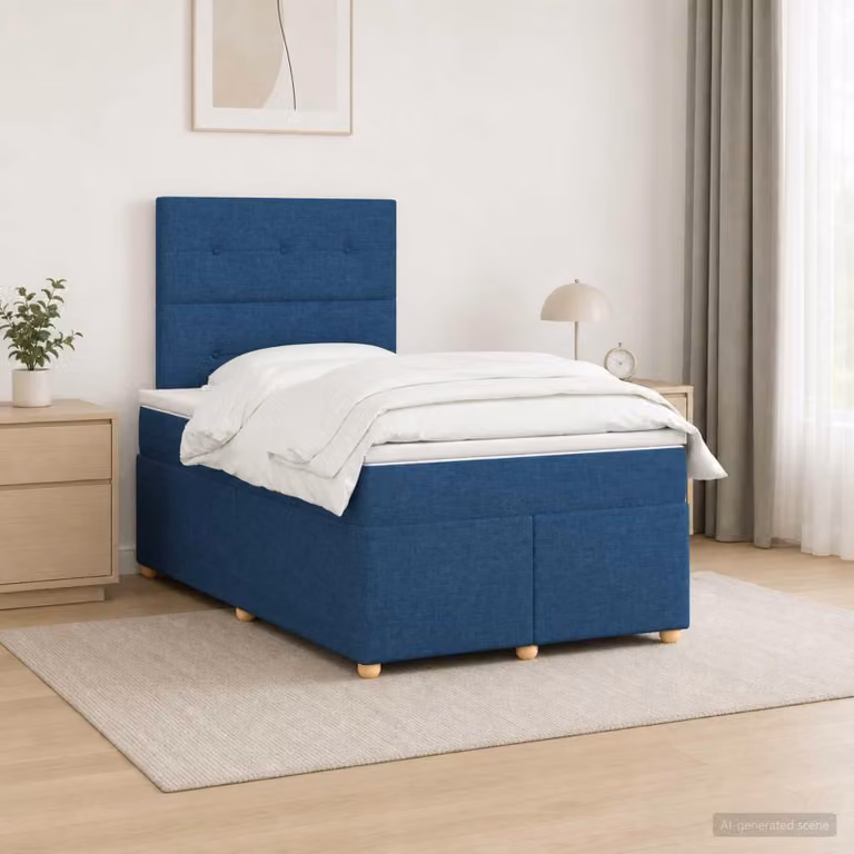 Maison Exclusive - Letto boxspring con materasso e testiera blu 120 x 200 cm Tessuto