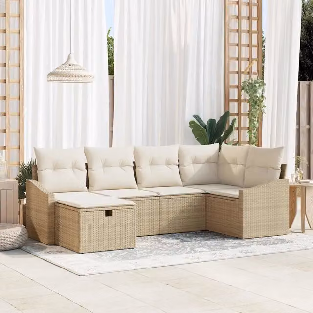 Set di divani con cuscino Beige e Crema polyrattan 3359280