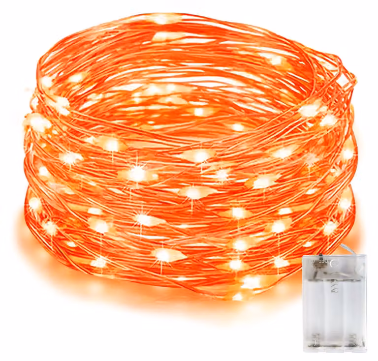 Catena luminosa da 10 metri, 100 LED arancioni, grado di protezione IP65, decorazione per Halloween