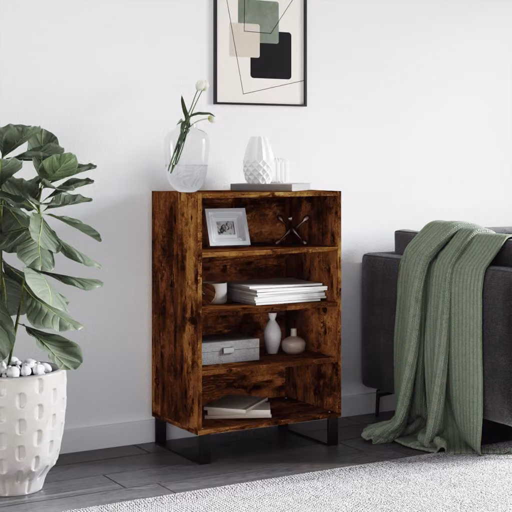 Credenza moderna vidaXL in legno multistrato e MDF colore rovere fumo L: 57 cm, P: 35 cm, H: 90 cm