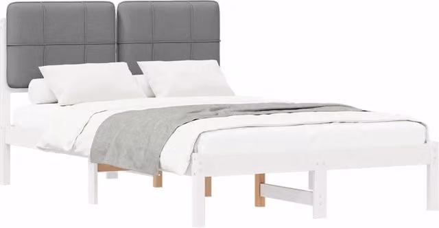 Letto matrimoniale | Letto per adulti | Letto con Testiera Rivestita Grigio chiaro 120 x 200 cm