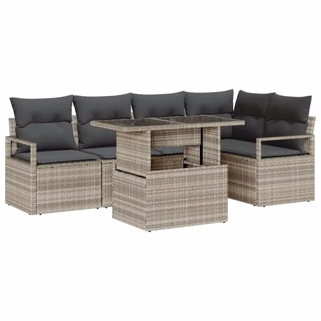 Set Divano da Giardino Moderno vidaXL a 6 Posti con Tavolino e Cuscini Grigio – 2