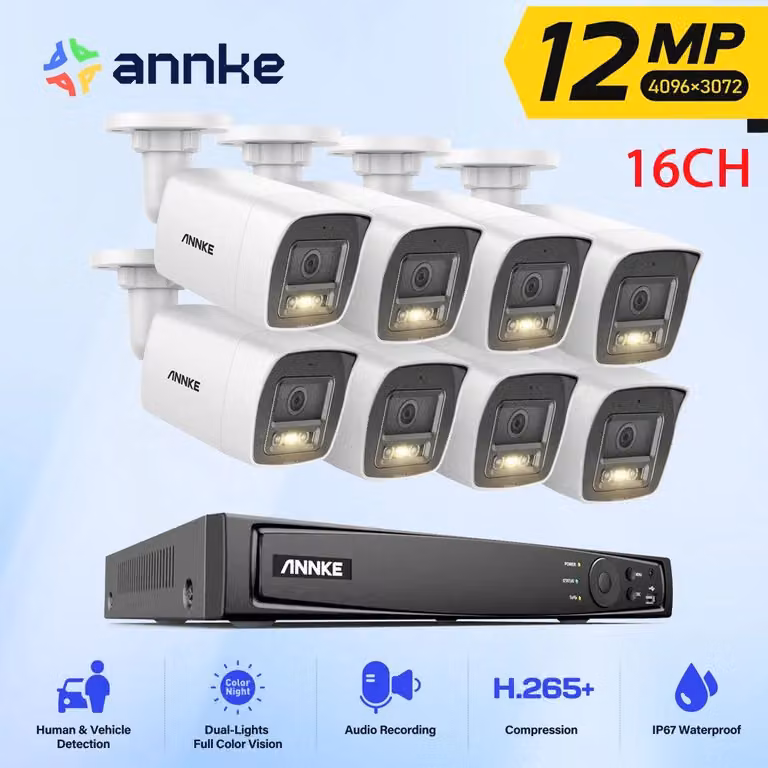 Kit di telecamere di sicurezza con videoregistratore NVR a 16 canali e telecamere Ultra HD PoE