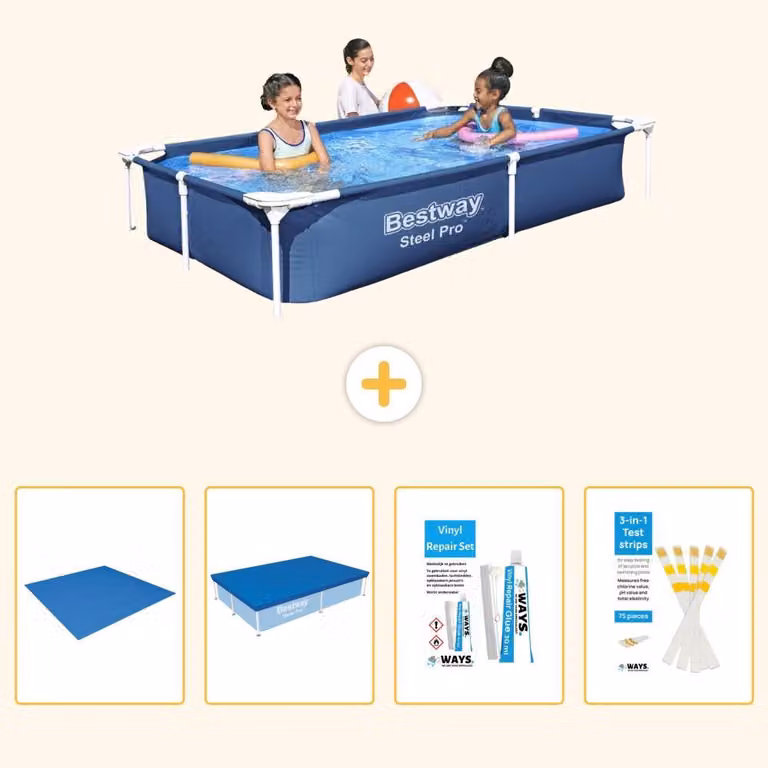 Bestway Steel Pro, piscina rettangolare - 221x150x43 cm - 5 pezzi, modello S22703