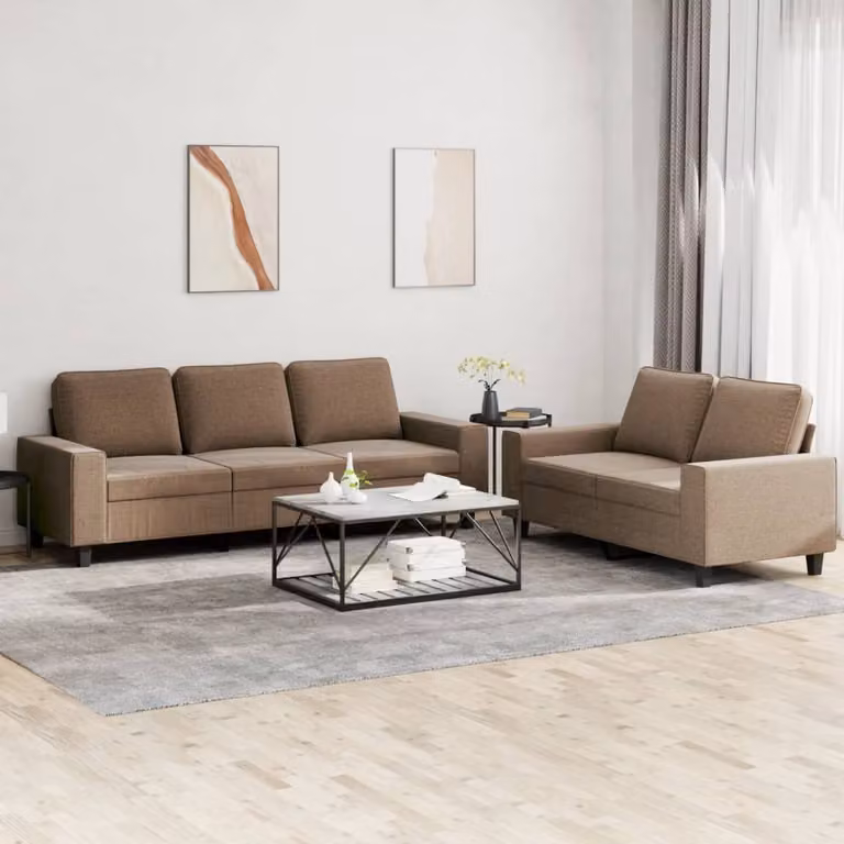 Maison Exclusive - Set divano a 2 posti in tessuto marrone