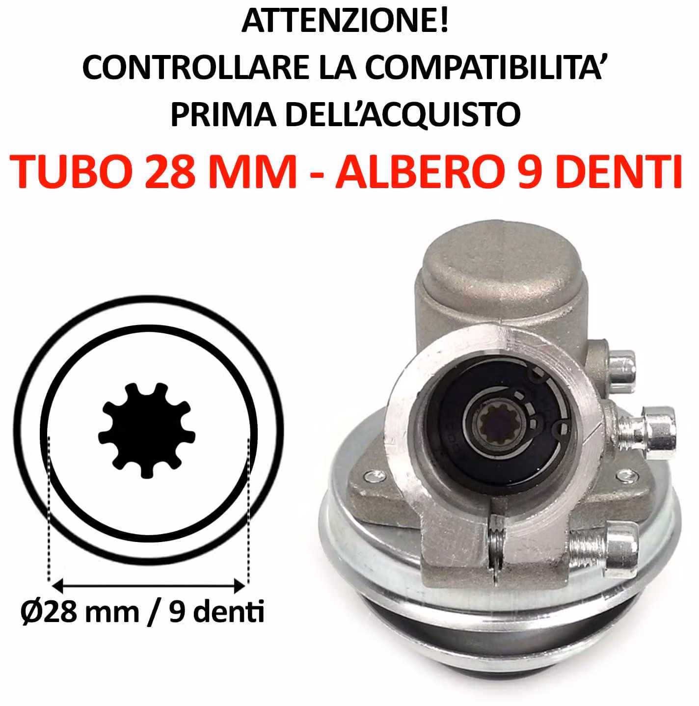 Testina di taglio per decespugliatori, 9 denti, tubo di diametro 28 mm, ricambio per tosaerba, attrezzo da giardino