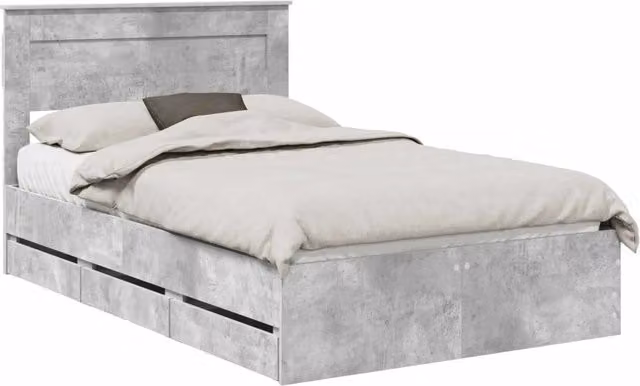 Letto matrimoniale | Letto per adulti | Struttura del letto con cassetto Grigio cemento 135 x 190 cm