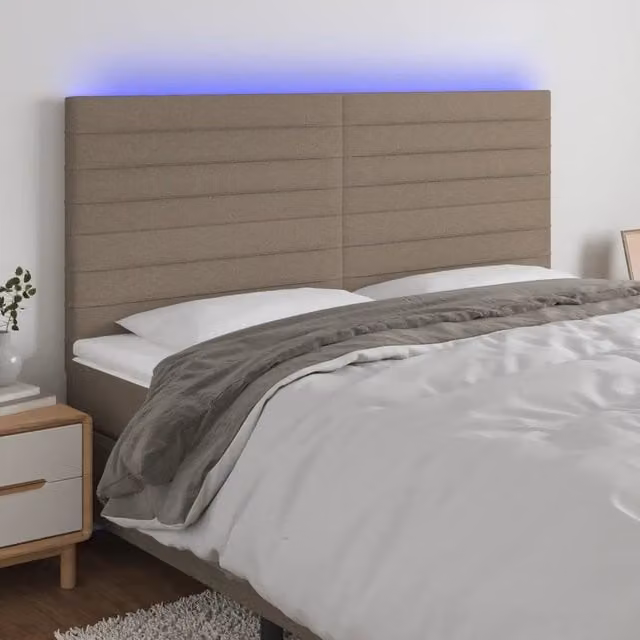 Testiera per letto con illuminazione LED e porta USB vidaXL in tessuto beige L: 180 cm, P: 5 cm, H: 118-128 cm – 1