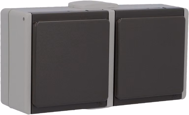 Presa multipla a due prese, grado di protezione IP54, con coperchio a battente, grigio/grigio scuro