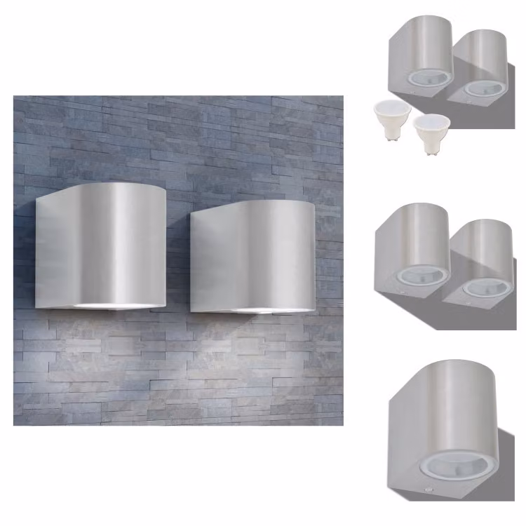 vidaXL Luci da parete per esterni a LED 2 pz. Rotonde verso il basso - Illuminazione per esterni