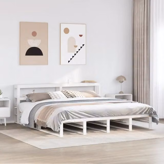 Giroletto con Testiera Bianco 180x200 cm Massello Pino 3306505