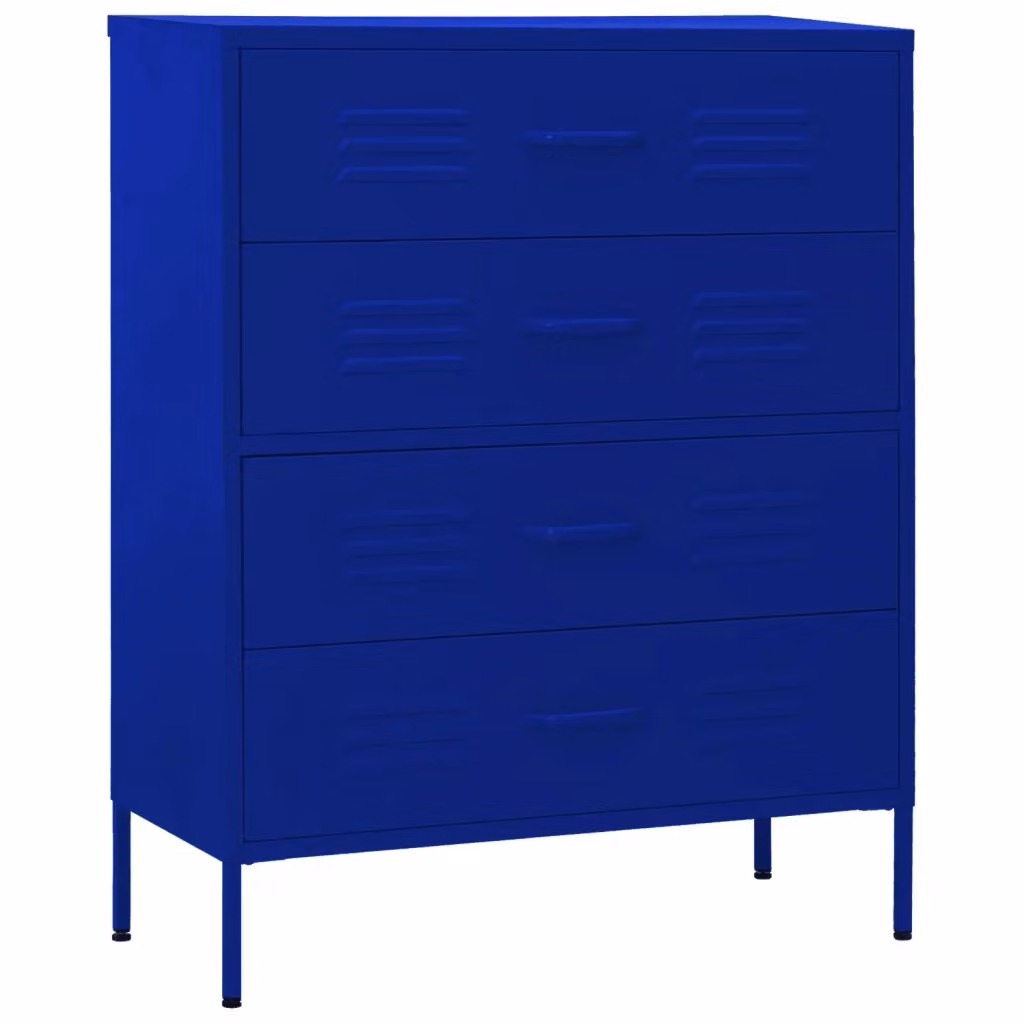 vidaXL Cassettiera Moderna in Metallo Blu Opaco L: 80 cm, P: 35 cm, H: 101,5 cm – 2