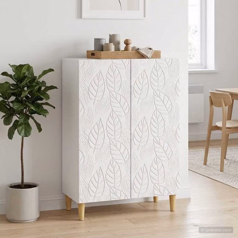 Credenza moderna vidaXL in legno MDF bianco lucido L 66 x P 34,5 x H 90 cm