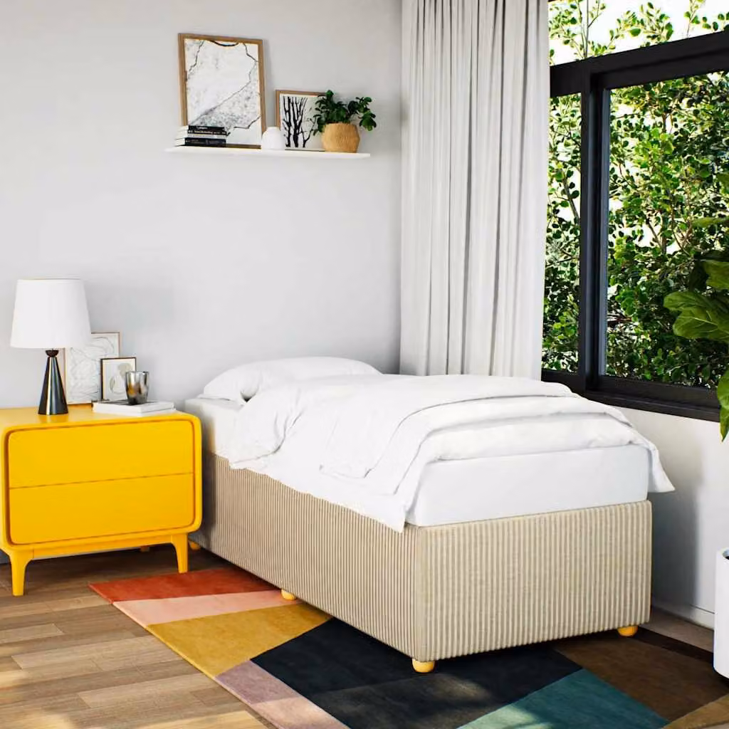 vidaXL Giroletto senza Materasso in Tessuto Beige L 90 cm x P 200 cm