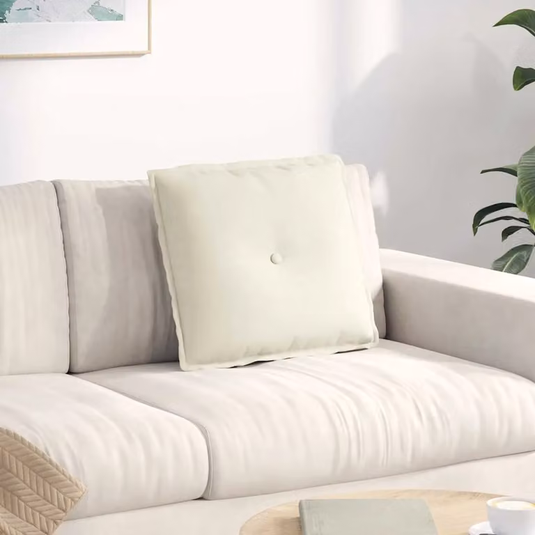 vidaXL Cuscino per Schiena Beige in Tessuto di Velluto a Costine L: 50 cm, P: 45 cm
