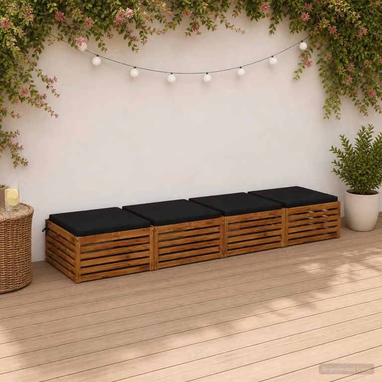 Set di 4 cuscini per sedia vidaXL in poliestere nero con rivestimento lavabile e resistente ai raggi UV