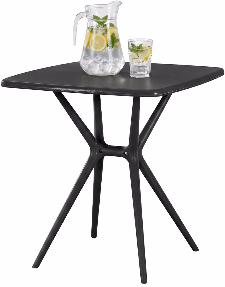 Tavolo da giardino Becky, forma quadrata, 72 x 72 cm | Colore: nero | Dimensioni: 72x72x76 cm