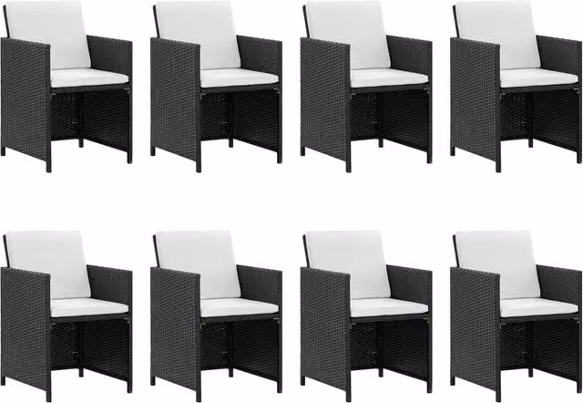 Set da Pranzo da Giardino 13 pz con Cuscini in Polyrattan Nero 42524