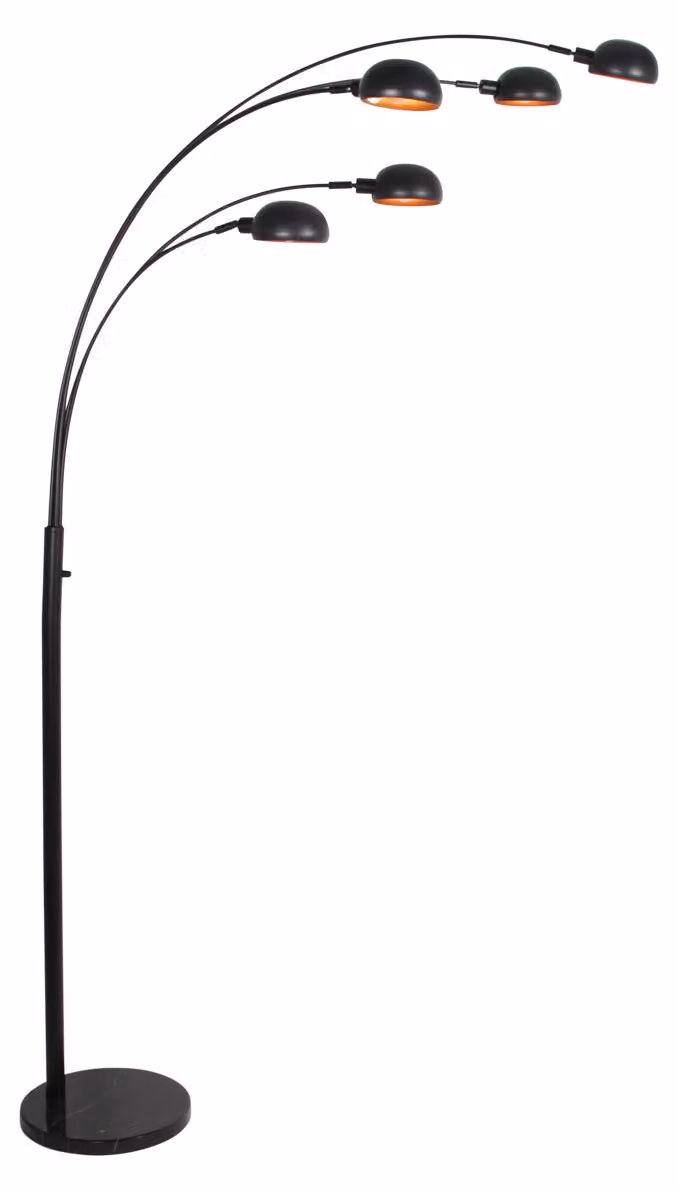 Lampada da terra - nero - Pentra - marmo metallo - lampada ad arco - E14 - 4855ZW - Mexlite