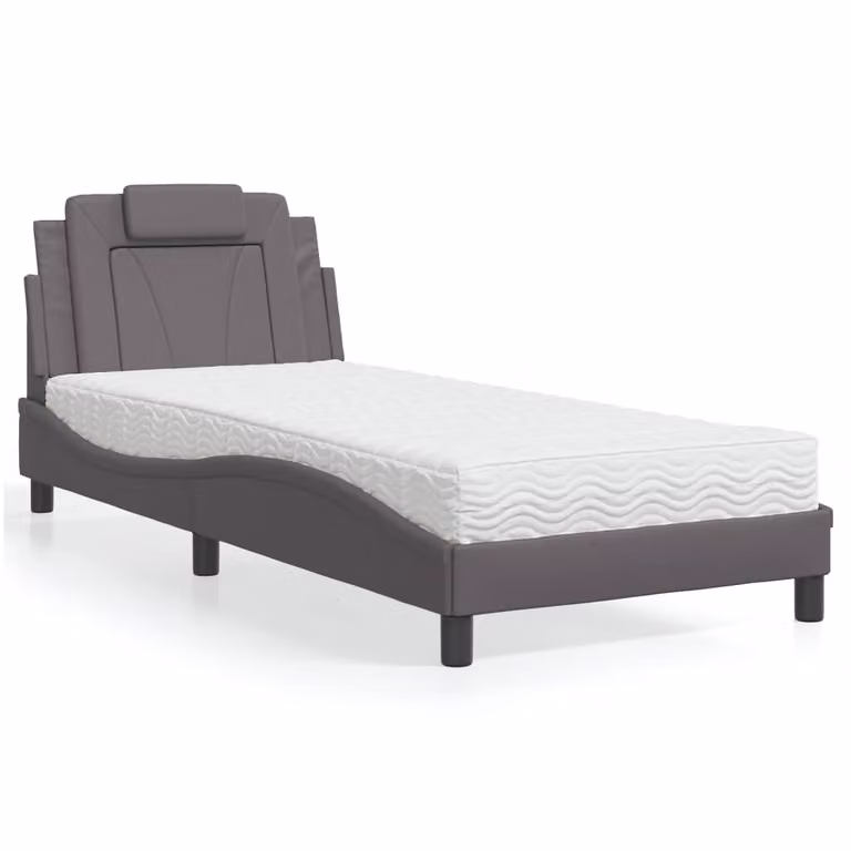 Letto Viana vidaXL con Materasso Grigio in Similpelle, L/P/H: 80 x 200 cm