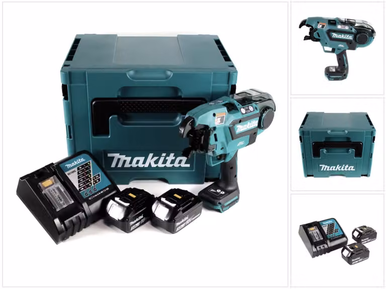 Connettore per armature a batteria Makita DTR 180 RFJ 18V brushless per filo di legatura da 0,8 mm in Makpac + 2x batteria 3,0Ah + caricabatteria