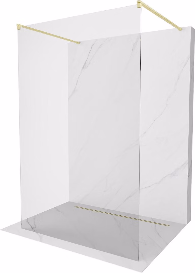 Mexen Kioto parete doccia autoportante 125 x 200 cm, trasparente 8 mm, oro spazzolato - 800-125-002-55-00
