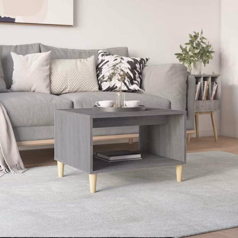 vidaXL Tavolino da Salotto Moderno in Legno Grigio L: 60 cm, P: 50 cm, H: 40 cm