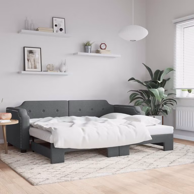 Divano Letto con Letto Estraibile vidaXL in Tessuto Grigio Scuro