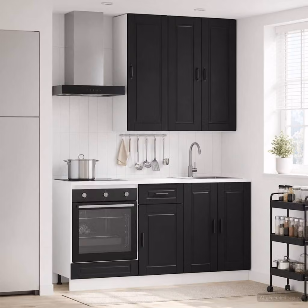 Unità cucina moderna vidaXL PORTO composta da 5 pezzi in legno ingegnerizzato nero opaco