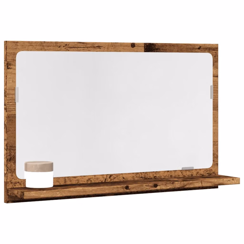 Mobile da bagno con specchio vidaXL in legno e vetro, colore marrone rustico, L: 60 cm, P: 11 cm, H: 37 cm