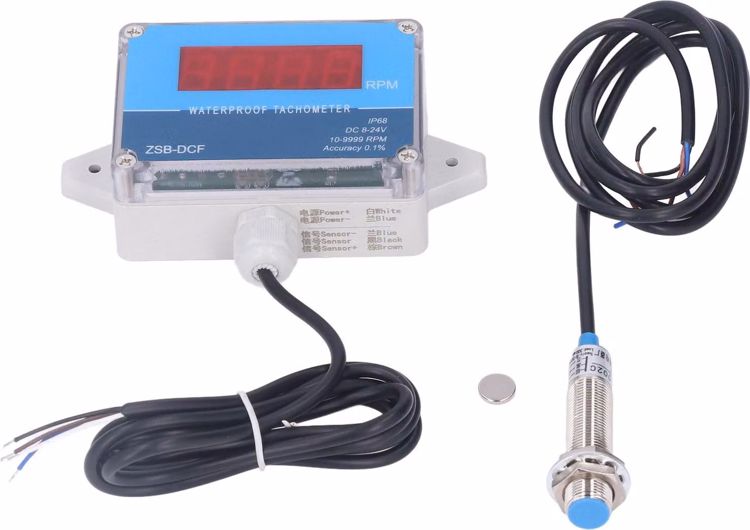 Sensore per tachimetro e contachilometri, IP68, resistente all'acqua, display digitale a LED, 8-24 V CC