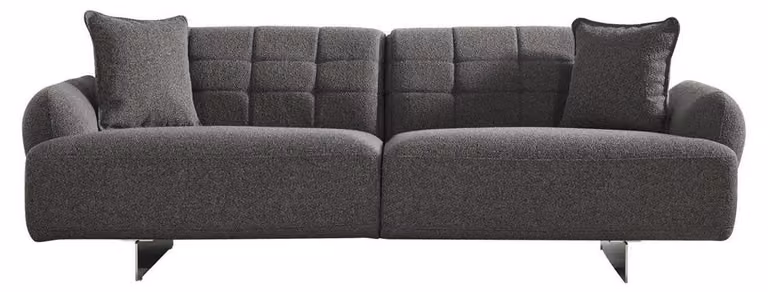 Dreisitzer Sofa 3 Sitzer Polstersofa Grau Stoff Polyester Couch Modern
