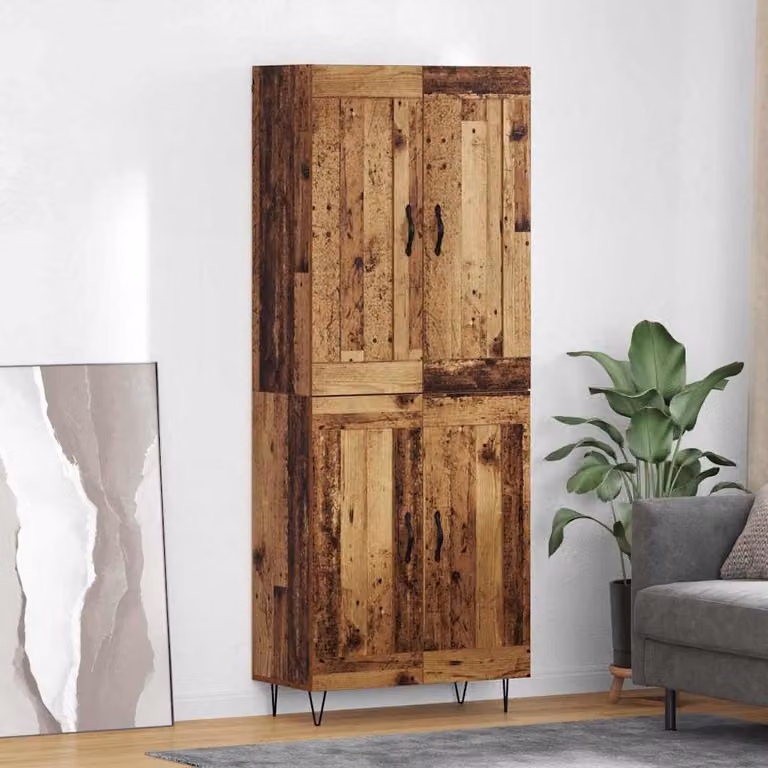 Credenza vidaXL in legno vecchio e metallo, colore marrone, L: 69,5 cm, P: 34 cm, H: 180 cm