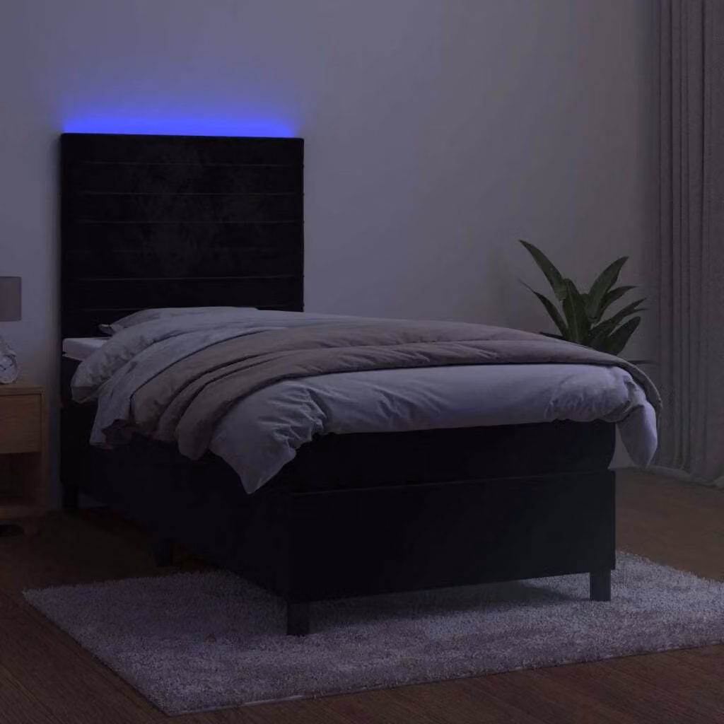 Maison Exclusive - Letto a Molle con Materasso e LED Nero 80x200 cm in Velluto