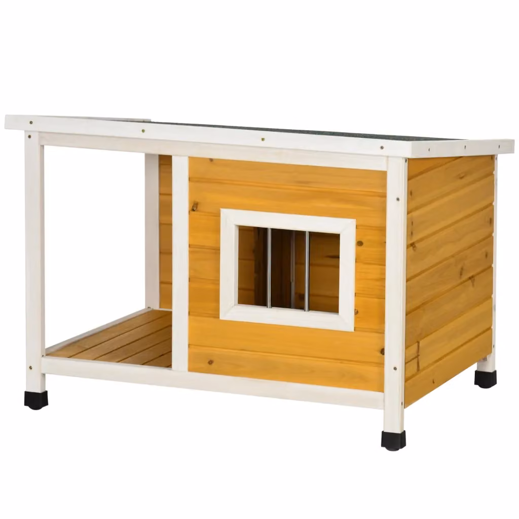 Casetta per cani in legno Zephmum per esterno con tetto apribile e finestra, arancione, L: 85.5 cm, P: 62 cm, H: 60 cm – 2