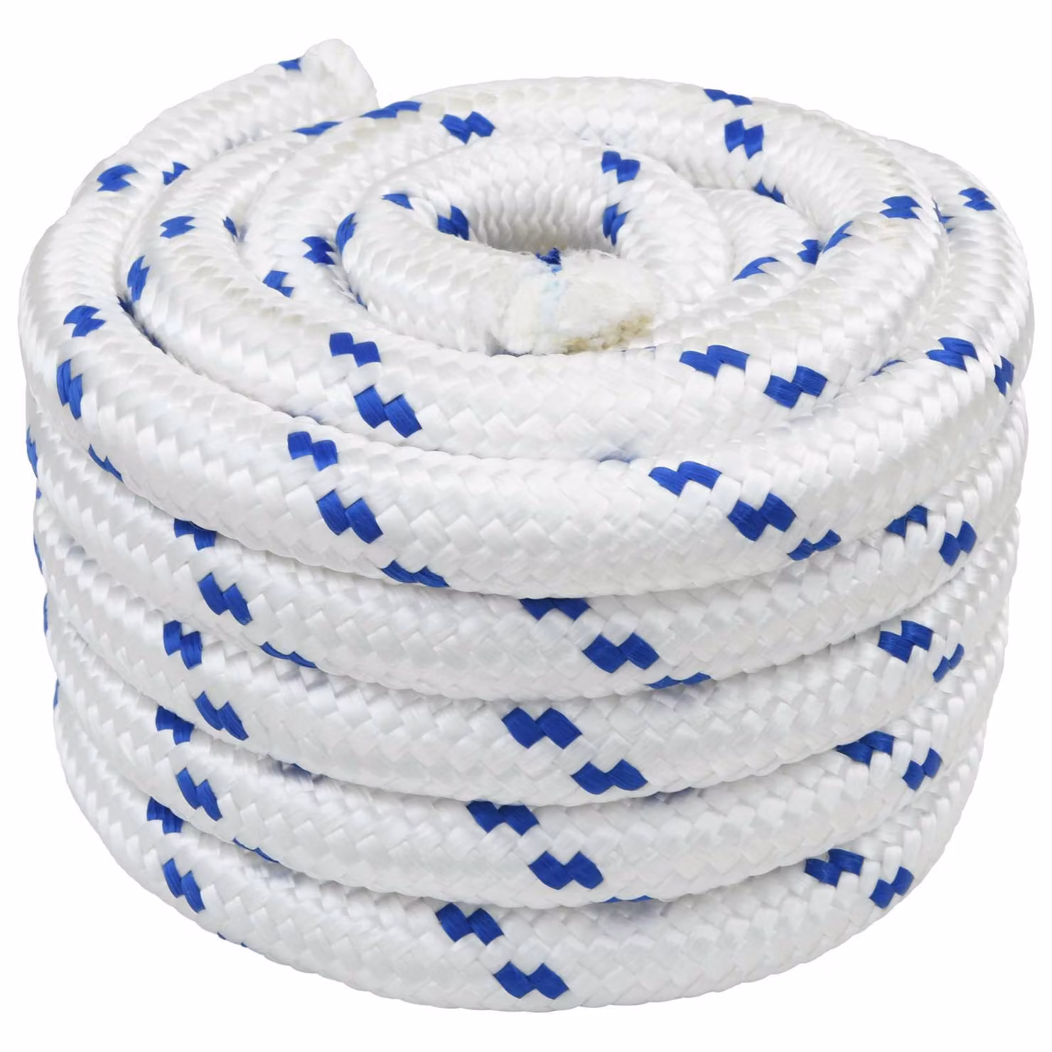 Corda da barca vidaXL in plastica, Bianco e Blu, Lunghezza: 25 m, Diametro: 3 mm
