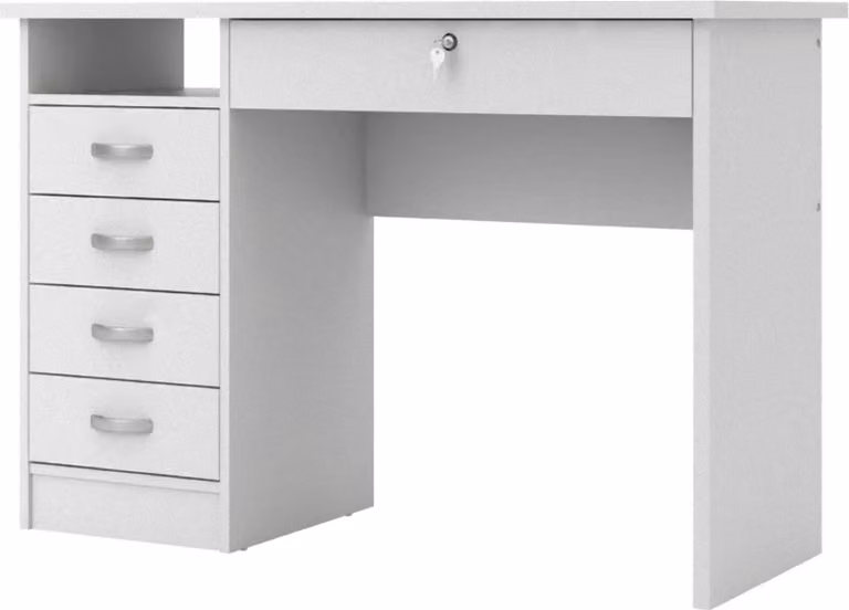 Scrivania Fula 5 cassetti bianco.