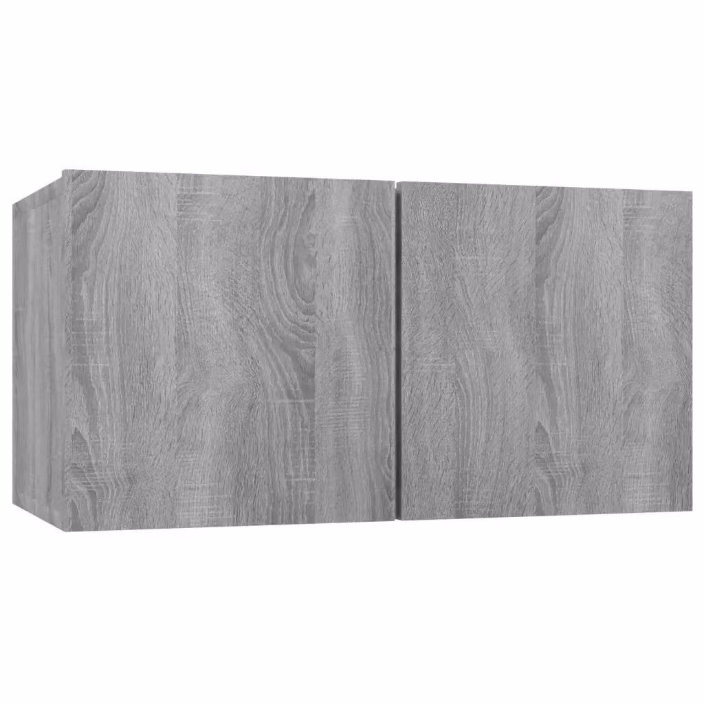 Set di 4 mobili porta TV a parete HELLOSHOP26 in legno composito grigio opaco con vani contenitori, L/P/H: 60 x 30 x 30 cm – 2