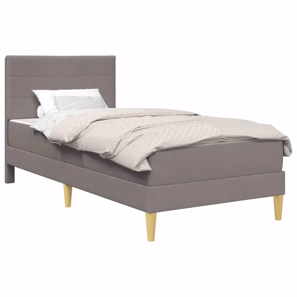 Struttura letto moderna vidaXL in tessuto beige o grigio con doghe in legno, L/P/H: 90 x 200 x 94 cm – 2